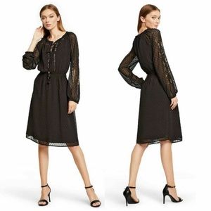 Altuzarra Target Black Swiss Dot & Gold Sequin Long Sleeve Dress Size Large